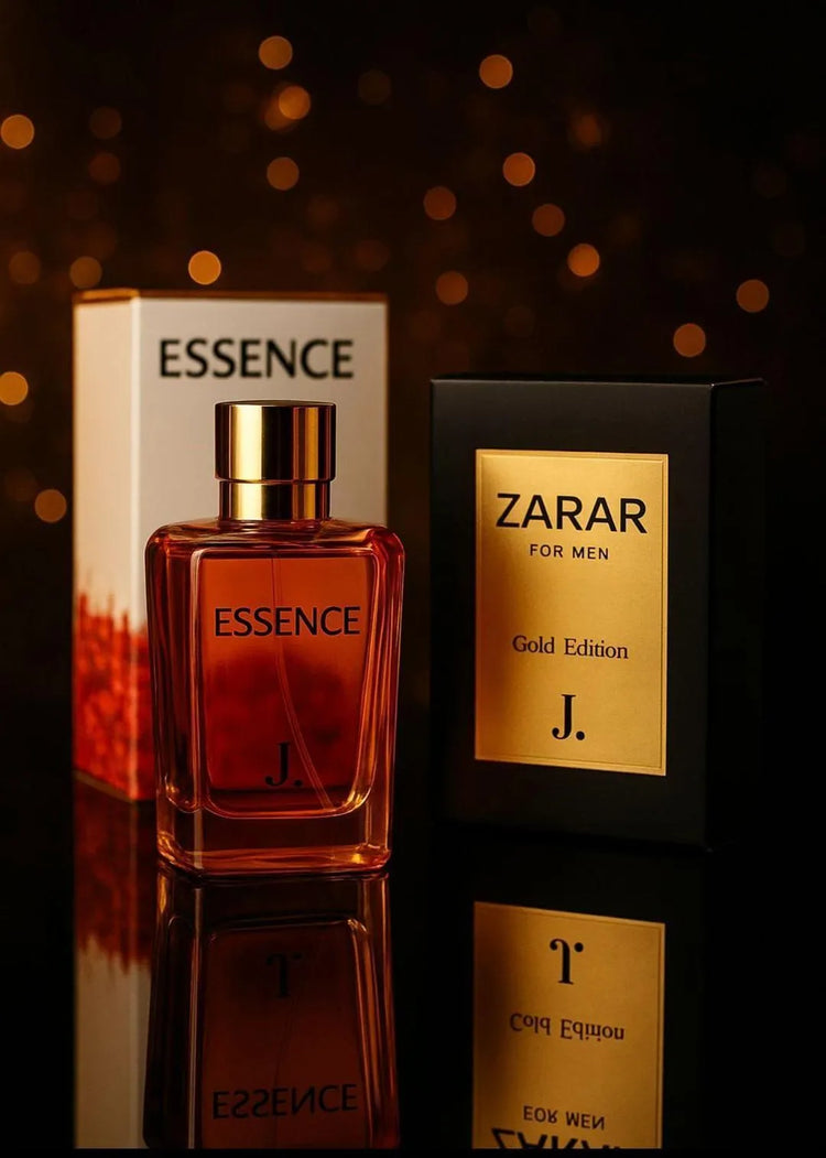 Zarar & Essence Gold Edition Perfume Set 50ml Black Glass