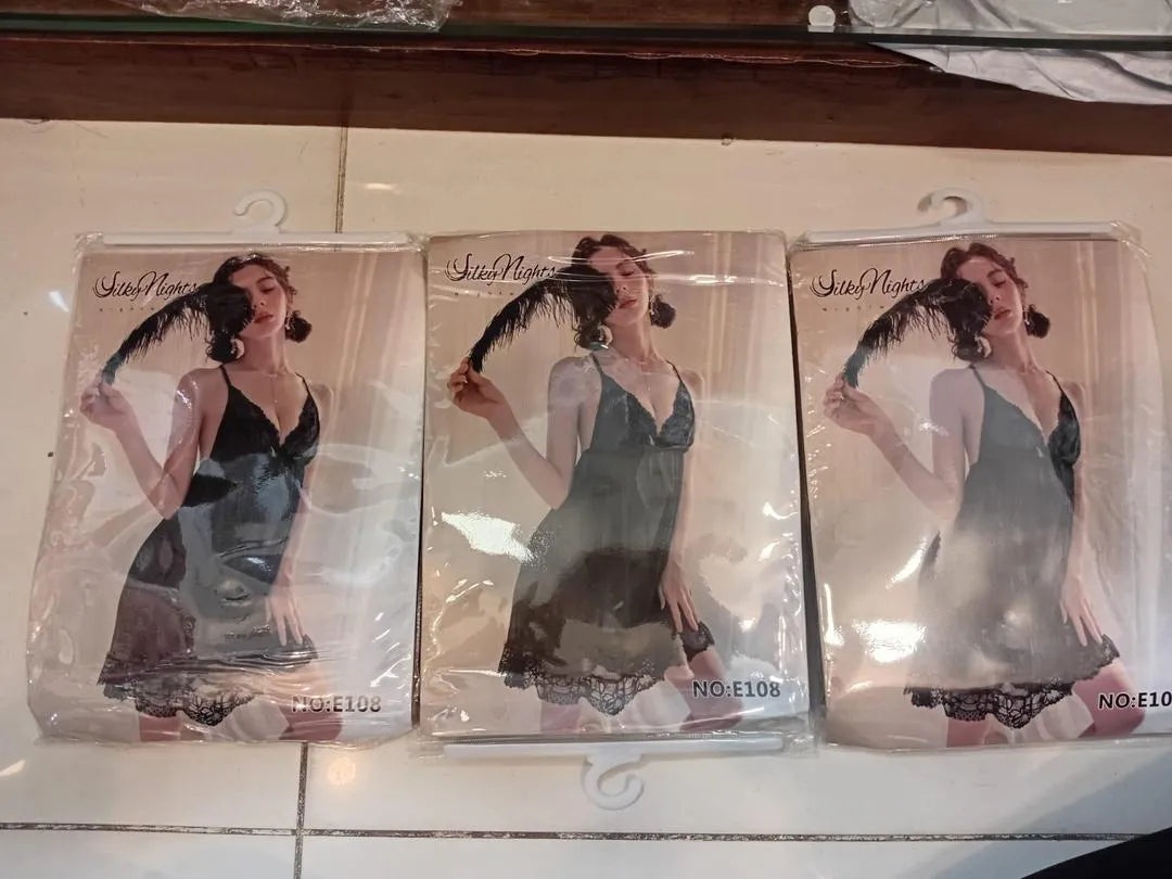 Black Lace Nightgown with Bow Accessory