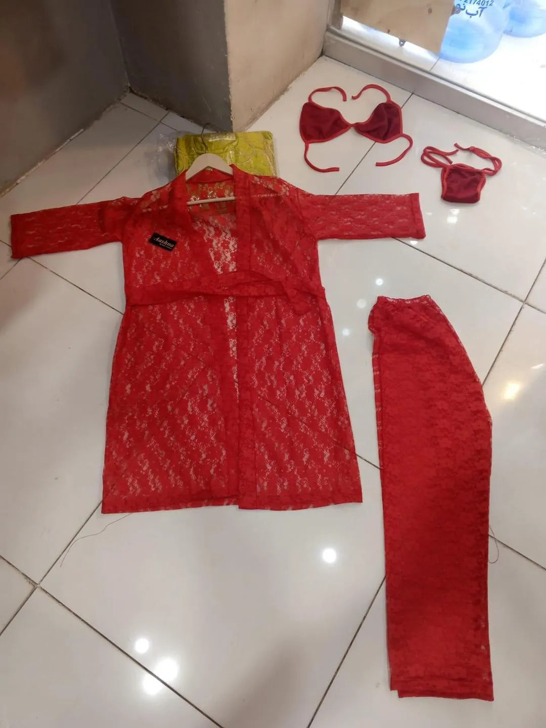 Red 4-Piece Nightwear Set for Women