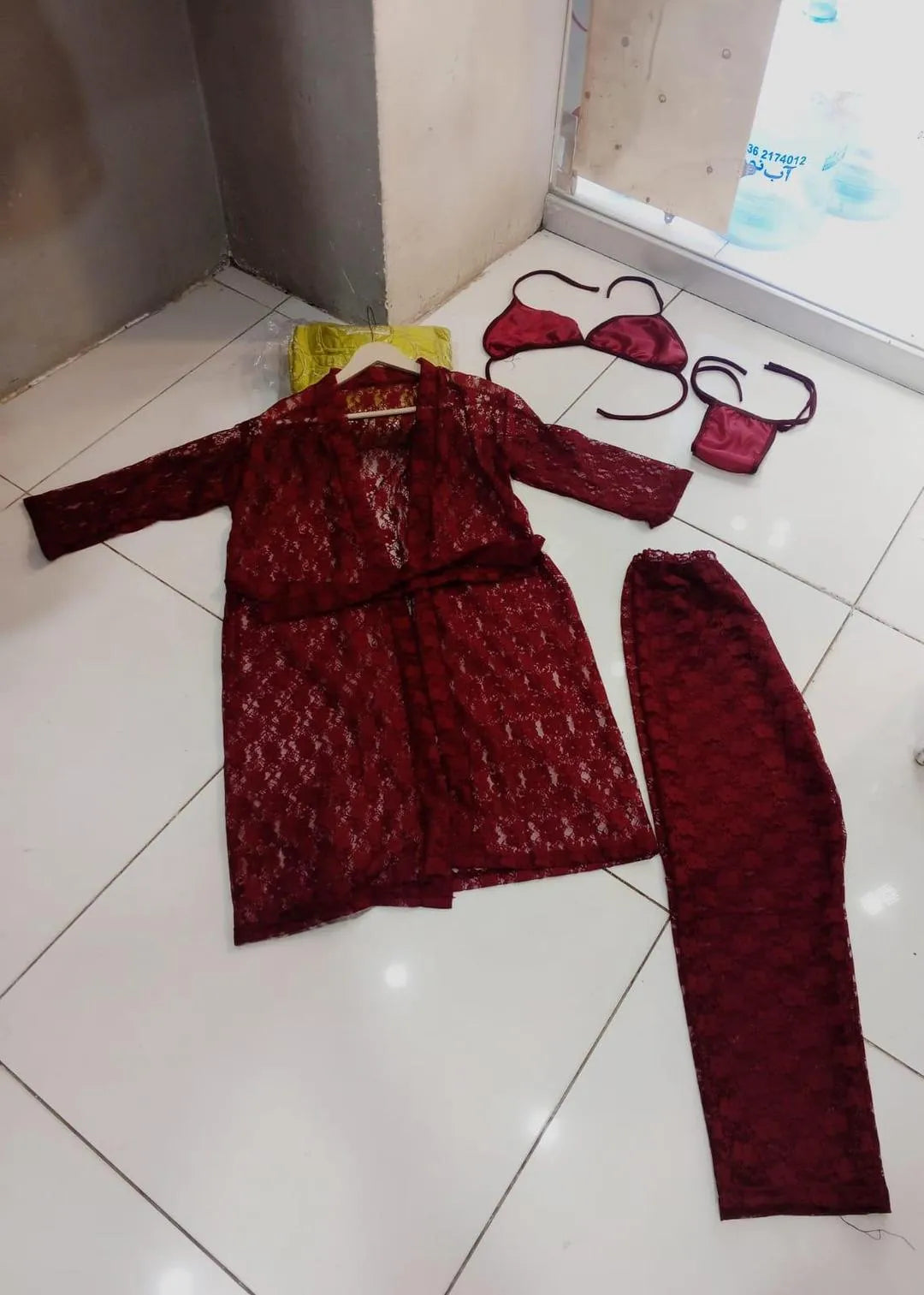 Red 4-Piece Nightwear Set for Women