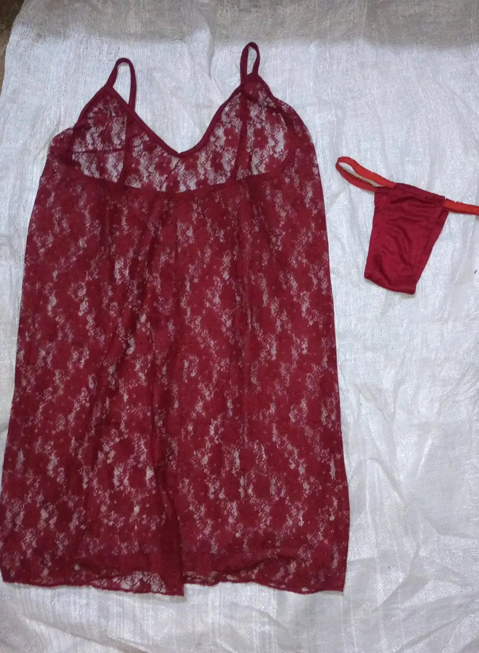 2 Pcs Transparent Nighty For Girls / Net Lace Comfortable And Lightweight Lingerie Set