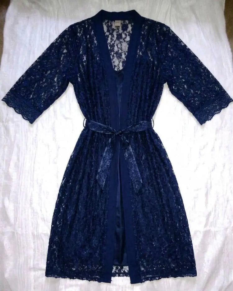 2 Pcs Women's Stitched Cotton Lace-Work Night Gown/ Net Gown With Panty (Lingerie Set)