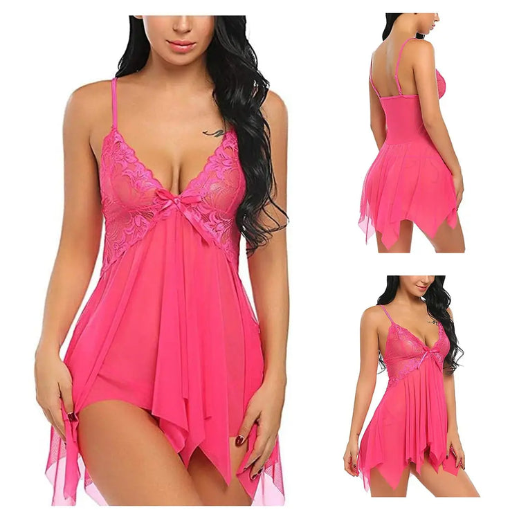 Short Imported Nighty / Net Lace Comfortable And Lightweight Nightwear Set