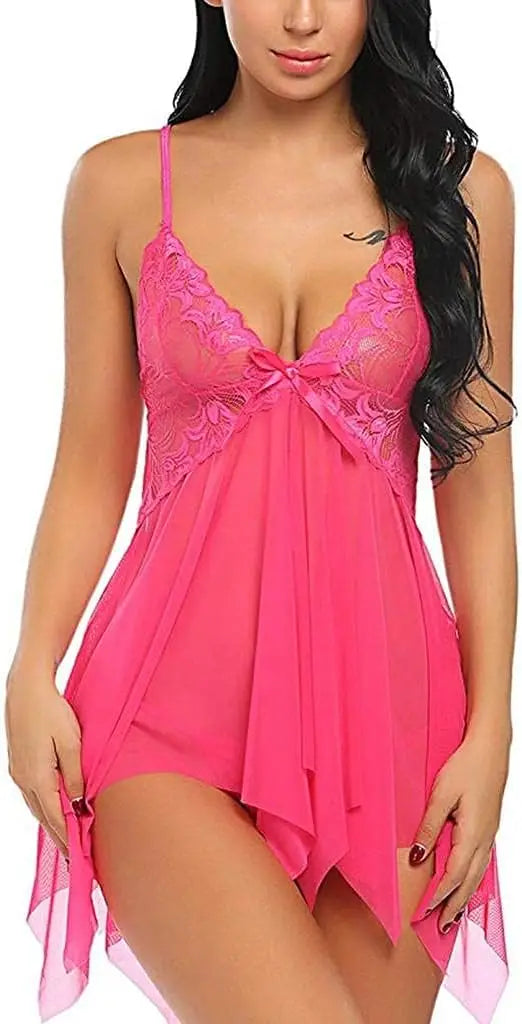 Short Imported Nighty / Net Lace Comfortable And Lightweight Nightwear Set