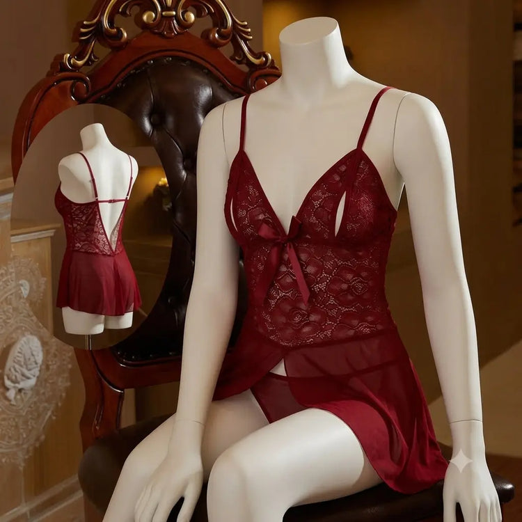 Imported Short Nighty / Net Lace Comfortable And Lightweight Nightwear Set