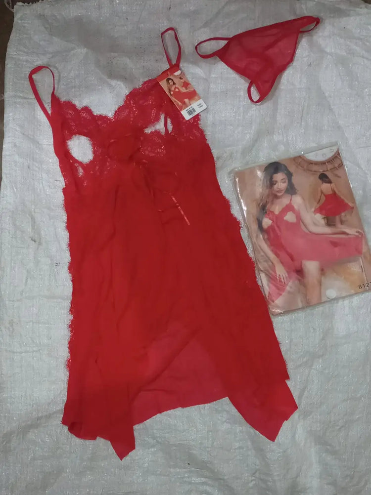 Imported Short Nighty For Girls / Net Lace Comfortable And Lightweight Nightwear Set