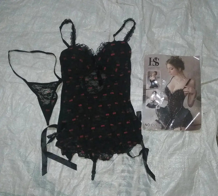 Imported Short Nighty , Panty & Socks / Silk Lace Nightwear