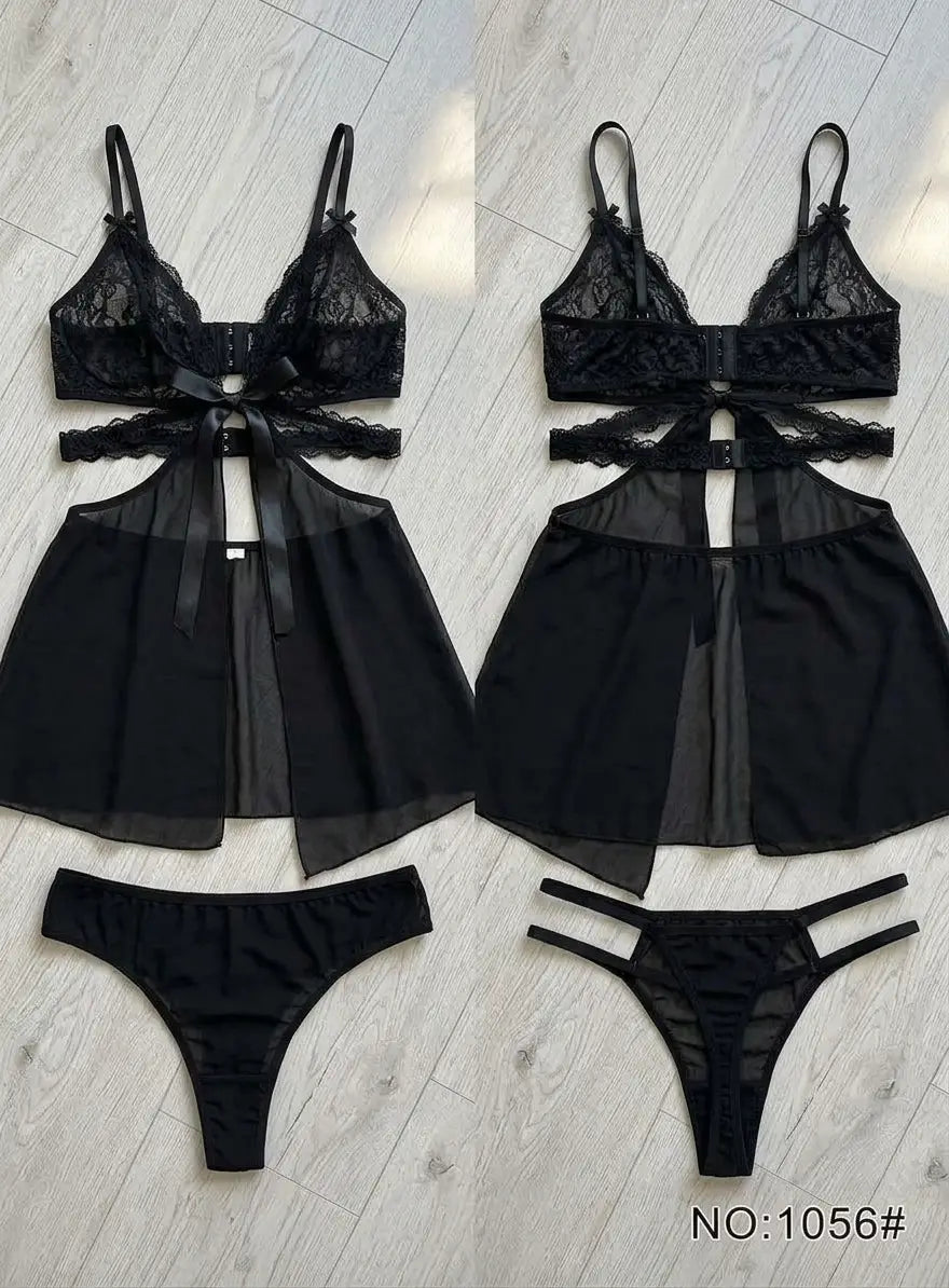 Net Lace Comfortable Short Nighty / Lingerie Set