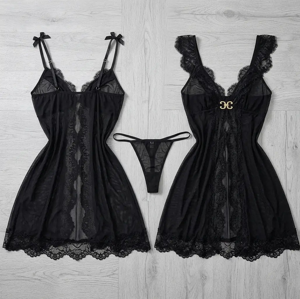 Short Nighty / Net Lace Comfortable Lingerie Set