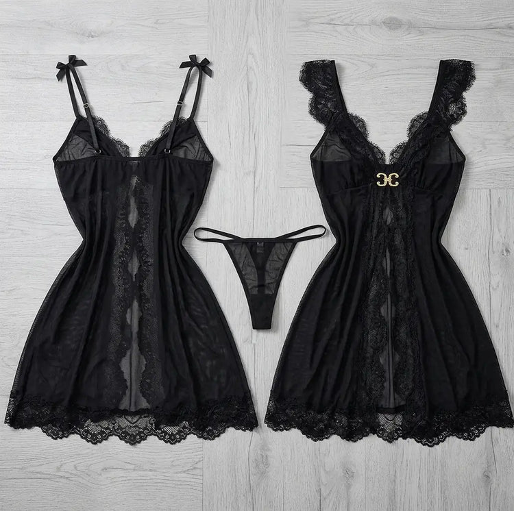 Short Nighty / Net Lace Comfortable Lingerie Set
