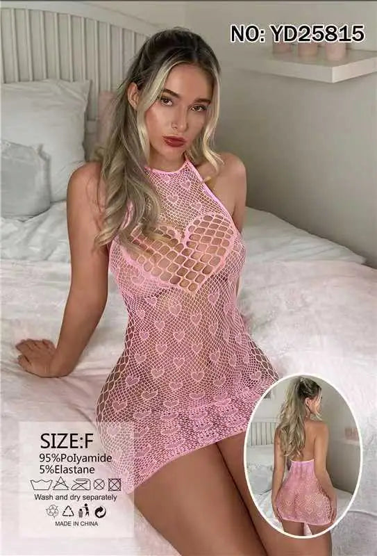 Net Lace Short Nighty / Imported Half Body Stocking