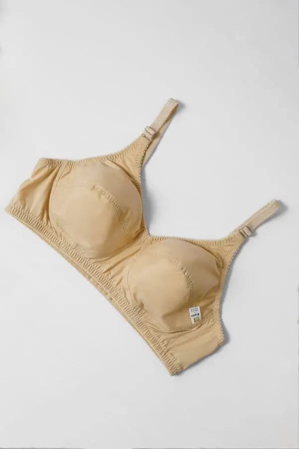 Beige Cotton Full Cup Bra Non-Padded
