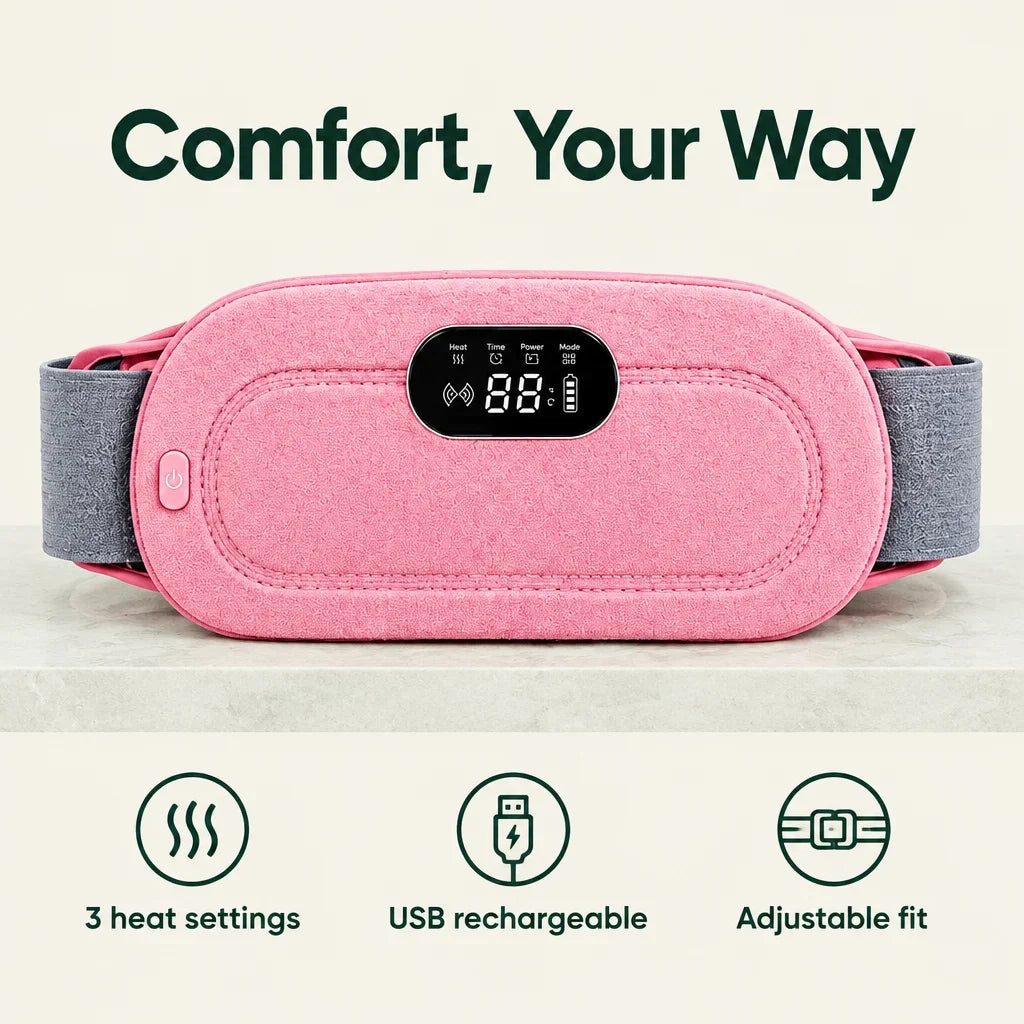 [Scale AI] usp_icons, Electric Heating Belt for Menstrual Cramps, Back Pain & Muscle Relaxation – USB Rechargeable Heat Therapy Belt with 3 Heat Settings & LED Display