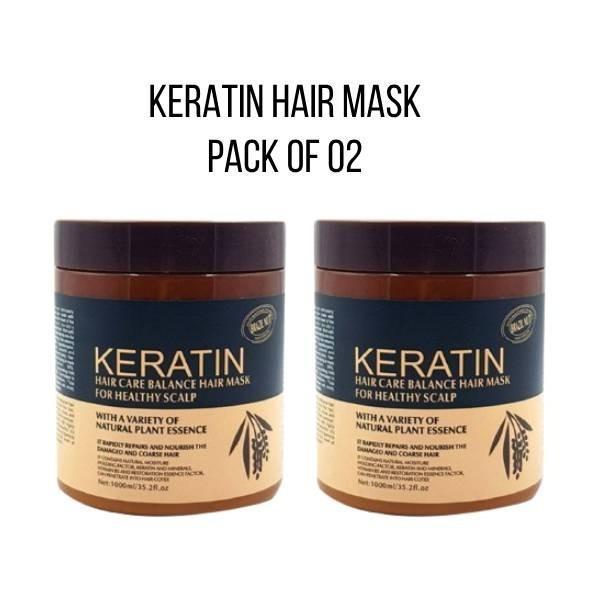 Keratin Hair Mask Pack of 2 500ml Natural Plant Essence
